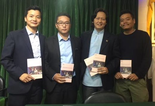 Tsewang Rinzin, second from left, during the book release in Dharamsala. Photo Courtesy: TSPAA 