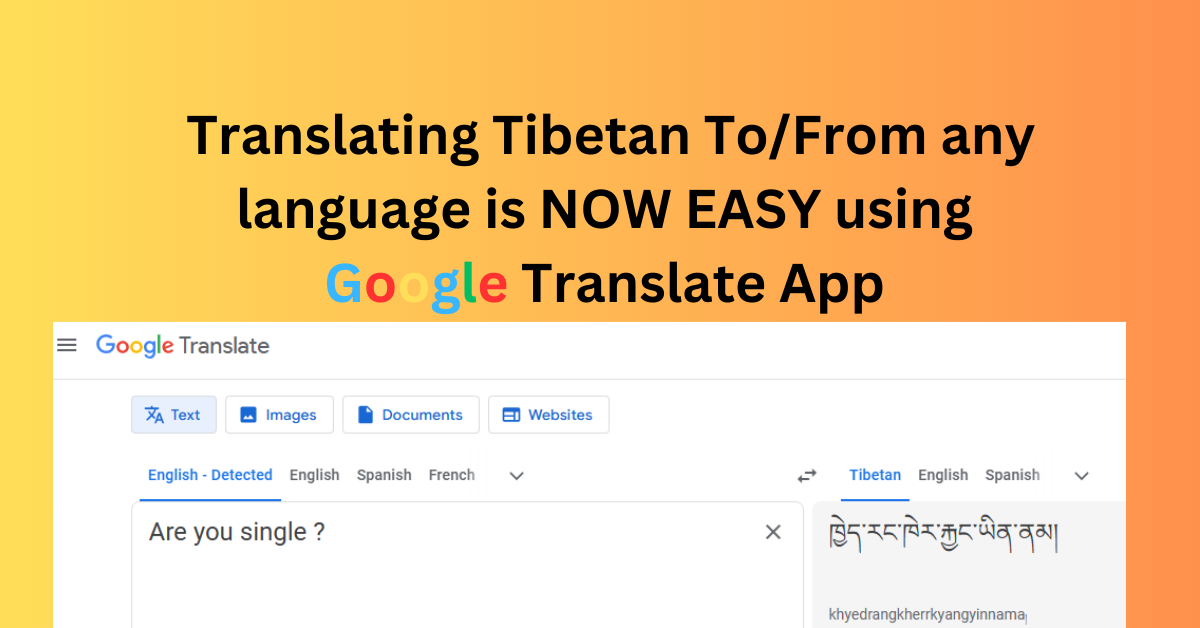 How to Translate Tibetan to English or English to Tibetan? Google Translate App Easily does it for you.
